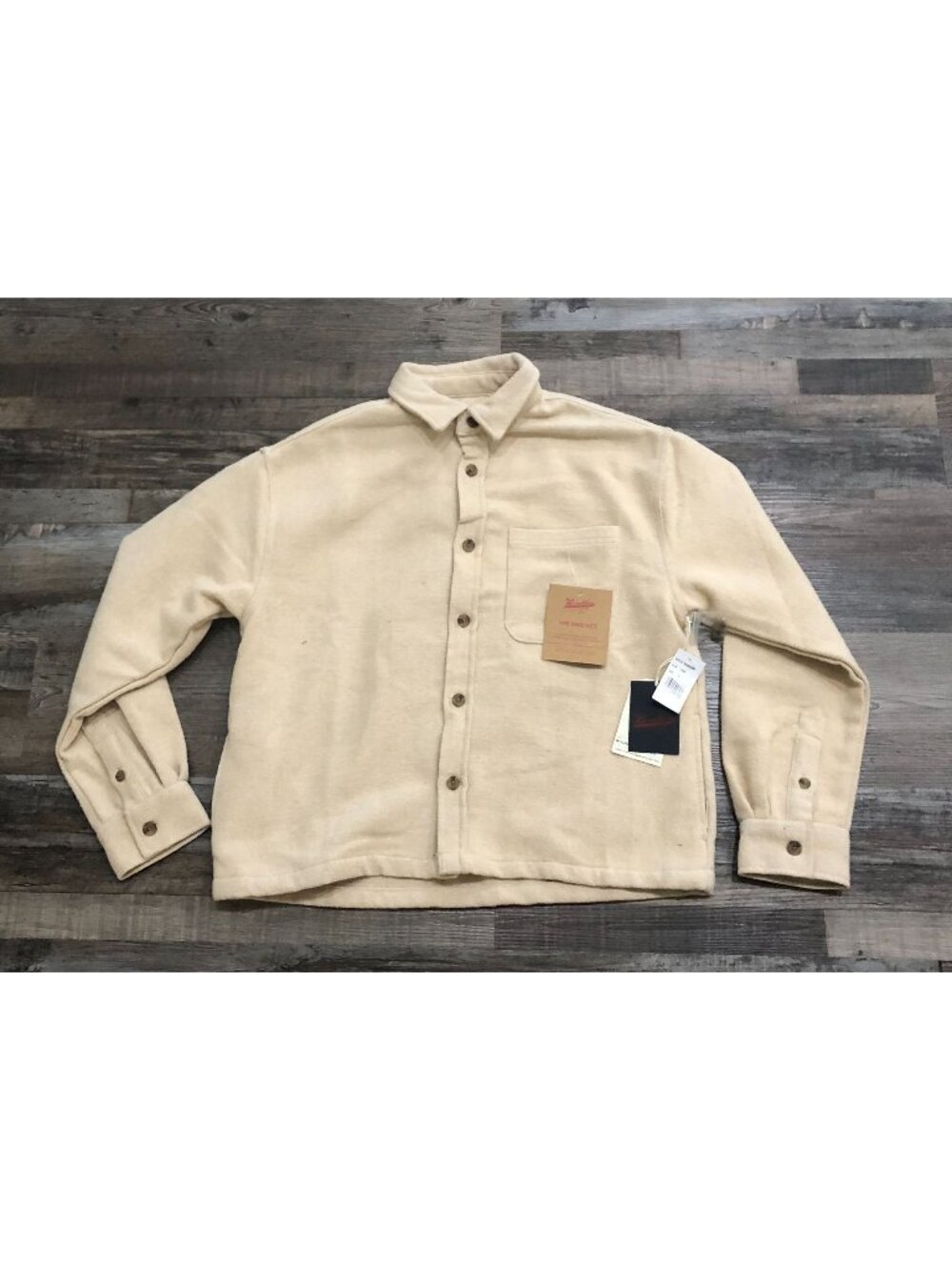 Brooklyn Clothing Mens Small Beige Boxy Fit The Shacket Jacket New with Tags
